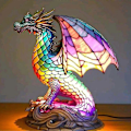Miniatyrbilde 2 av 5: Animal Bordlampe Farget Glass Nattlys Retro Skrivebordslamper Julegave 2024 -JRCL sau