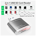 Miniatyrbillede 4 af 5: 2 i 1 USB og SD-læseradapter, SD TF-kort til USB 3.0-adapter