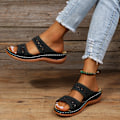 Miniatyrbilde 4 av 4: Sommer Ortopediske Flip Flops for Kvinner - Åpne Tåer Ensfargede Sandaler 35 Dunkelblau