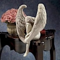 Miniatyrbillede 3 af 5: Udendørs havestatue, siddende engelstatue 15 x 13 x 8 cm, harpiks engel fe skulptur, havelandskaber