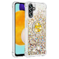 Pikkukuva 1 / 5: Samsung Galaxy A34 5g Puhelin Kotelo - Yb Quicksand Series-7 Iskunkestävä Suojus Nestemäisellä Hiekalla Tpu:lla ja Sormusjalustalla Siniset Sydämet