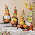 Miniatyrbilde 2 av 5: 4 stk. Høstfestival Solsikke Plysj Gnome med Gresskar, Høst Thanksgiving Håndlagde Svenske Nisser Plysj Dekor Thanksgiving Bordpynt