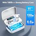 Miniatyrbilde 3 av 5: Trådløse Bluetooth-hodetelefoner med 2200mAh ladeetui - 88 timers spilletid - Mobiltelefonladefunksjon - Innebygd mikrofon - IPX5 vanntett
