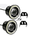 Miniatyrbilde 4 av 5: 2 Stk Universal Grønt LED Tåkelys Angel Eyes Halo Ring Runde Frontlykter