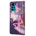 Miniatyrbillede 3 af 5: kompatibel Motorola Moto G22 Mønsterprint PU Læder Wallet Case Flip Stand Telefon Cover - Grøn Ugle-1
