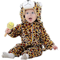 Pikkukuva 1 / 5: Hupulliset baby , joissa on sarjakuvaeläinkuviointi, baby ja tytöille (Leopard, koko 90)