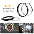 Miniatyrbillede 2 af 4: Universal Sort 5.75 Tommer Aluminium Rund Forlygtehus Forlygte Ring Monteringsbeslag Motorcykler