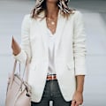 Miniatyrbilde 1 av 5: Elegant dame langærmet business jakke - stilig casual arbeids cardigan jakke med sjal krage XL hvit