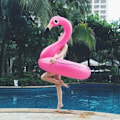 Miniatyrbilde 8 av 8: Oppblåsbar tegneserie Flamingo basseng flyte svømme ring PVC basseng oppblåsbar basseng leker