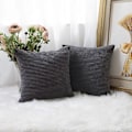 Miniatyrbillede 1 af 5: Pudebetræk Bløde Dekorative Stribede Fløjlsbukser Fløjl Firkantet Pyntepude Sofapudebetræk Sæt Sofa, Sæt med 2, 18x18 tommer (45cm), Mørkegrå