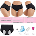 Miniatyrbilde 4 av 5: Lekk-sikre bomulls-truse for menstruasjon for kvinner - 5-pakning (S, rosa)