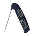 Miniatyrbilde 1 av 5: Svart vanntett digitalt kjøtttermometer med stor bakgrunnsbelyst LCD-skjerm og sammenleggbar sonde