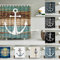 Miniatyrbillede 2 af 2: 1 stk. Rustik Nautisk Polyester Bruseforhæng Badeværelsesindretning, 150 cm x 180 cm, Moderne Bruseforhæng