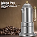 Miniatyrbillede 7 af 8: Rustfrit stål Moka Pot komfur Espressobrygger med sikkerhedsventil 200 ml
