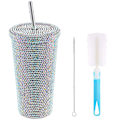 Miniatyrbilde 3 av 8: 500 ml vannflaske i rustfritt stål med rhinestones dekorasjon vakuum vannflaske for kvinner