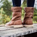Miniatyrbillede 2 af 5: Afkælede Snørestøvler med Fleecefor til Kvinder, Lav Hæl Vinterstøvler - Sort