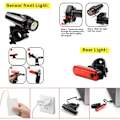 Miniatyrbillede 6 af 8: 350 Lumen cykellysæt USB genopladelig cykling for- og baglygte holdbar let mountainbike lys