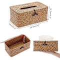 Miniatyrbild 3 av 5: Rektangulär hushållsbox för ansiktsservetter i sjögräs - Dekorativ vävd rotting pappershållare servetthållare karamell