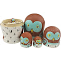 Miniatyrbild 5 av 5: Bedårande Cartoon Wise Owl Nesting Dolls - Set med 5 | Handgjord staplingsleksak i trä | Barnleksakspresenter och ugglaprydnader