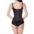 Miniatyrbillede 3 af 5: Stropløs Latex Kappe Dame Flad Talje Mave Dragt Sort M9 Ben Generøs Krog Kappe Bælte Bodysuit Slank Talje Korset