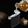 Miniatyrbild 6 av 8: Hip Flask i rostfritt stål med svart lädertratt med två vinglas set för födelsedagspresent (6oz)