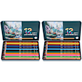 Miniatyrbild 4 av 8: 12-pack färgade pennor set vattenlöslig kärna 12 färger konst målning ritning graffiti