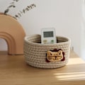 Miniatyrbilde 3 av 5: Vous Baby Oppbevaringskurv i Bomull med Katt Trykk - B19 x H9,5 cm - Liten Oppbevaringskurv for Tøy, Leke og Tepper - Oppbevaringskurv for Bad, Li