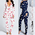 Miniatyrbillede 1 af 4: Åben Røv Sexet Dame Jumpsuit Body Natdragt XL Blå
