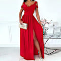 Miniatyrbillede 1 af 3: Off Shoulder Maxi Strandkjole S Rød