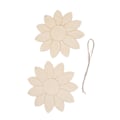 Miniatyrbillede 7 af 8: 2 stk. Træblomst Udskæringer DIY Lotus Form Ubehandlede Træ Udskæringer Hjem Have Træ Chip Dekor Vedhæng med 2 Hampetov