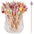 Miniatyrbilde 1 av 5: Fargerike cocktailpinner i tre - 100-pakning, 4,72 tommer, perfekt for festlige forretter