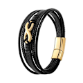 Miniatyrbillede 2 af 8: Multi Strand PU Armbånd Rustfrit Stål Magnetisk Suge Spænde Enkelt Fashionabelt Armbånd Smykker Guld