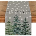 Miniatyrbillede 2 af 4: Grå Fyrretræ Snefnug Glædelig Jul Bordløber, Sæsonbestemt Vinter Jule Køkken Spisebord Dekoration (33x183cm)