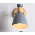 Miniatyrbild 1 av 4: Grå vägglampa i trä - Modern nordisk art deco-stil för sovrum, vardagsrum, barnrum, matsal, hall, trappa