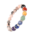 Miniatyrbillede 2 af 8: Chakra Armbånd Elastisk Streng Stress Relief Afslappende Stramt Forbundet Perlearmbånd til Meditation Fest Healing Pink
