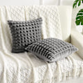 Miniatyrbillede 3 af 5: Pudebetræk Grå Blød Kunstig Pels 45 x 45cm Kvadratisk Fluffy Kast Sofa Pudebetræk Sød Mode Dekorativ til Hjem Soveværelse Stue Seng med Lukning