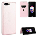 Miniatyrbilde 2 av 5: For Oneplus 5 Karbonfiber Lærveske-B6 Rosa