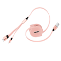 Miniatyrbillede 2 af 8: 3 i 1 Multi Retractable Charger Cable 3A med TypeC/til IOS/Micro USB Connector 1.1M(Pink )