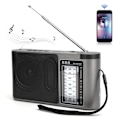 Miniatyrbilde 7 av 8: Bærbar Bluetooth 4.0 radiomottaker med flere bånd og manuell innstilling med teleskopantenne, grå