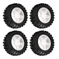 Miniatyrbilde 6 av 8: 4 stk. RC-hjul og dekksett 82mm foran og bak med flettet mønster for WLToys 144001 1/14 RC Off Road CarWhite