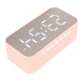 Miniatyrbild 7 av 8: Trådlös Bluetooth-högtalare Stereo Ljud Brusreducerande Temperaturdisplay Röstmeddelande FM-radio Spegelväckarklocka Rosa