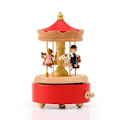 Miniatyrbillede 1 af 5: Kreativ håndsvinget spilledåse i træ - Familie-Mirry-Go-Round-tema