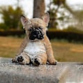 Miniatyrbillede 1 af 3: Sovende Fransk Bulldog Hvalpe Statue Resin Plæneskulptur Super Sød Have Gård Indretning Zekai B