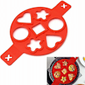 Miniatyrbillede 1 af 5: Rund Æggepandekageform 7 Huller Omeletform Ikke-Giftig Smagløs Silikone Non-Stick Pandekage Maker Til Bageplade 23X37cm Rød