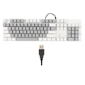 Miniatyrbild 1 av 8: 104 tangenter Mekaniskt speltangentbord 28 Bakgrundsbelysningslägen Blå Switch Plug and Play RGB Trådbundet datortangentbord för Windows för Linux Vit Grå