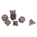 Miniatyrbild 8 av 8: 7-delad metalltärningssats ihålig polyhedral tärning robust mångsidig för brädrollspel gråaktig röd