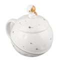Miniatyrbillede 8 af 8: 400 ml sød astronaut krus ergonomisk håndtag keramisk kop med låg ske til kaffe te mælk hvid