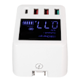 Miniatyrbilde 6 av 8: USB-vegglader 4-porters QC3.0 PD20W LCD-skjerm Hurtiglading USB C Reiselader 100-240V EU-plugg