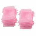 Miniatyrbillede 4 af 8: 100 stk. Organzaposer 10x15cm Transparente gaveposer med snøre Netbærbar smykkeposer Snøre til bryllup Pink