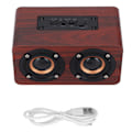 Miniatyrbild 1 av 8: Trä Bluetooth -högtalare Retro trådlös subwoofer AUX stereohögtalare för hemmets surfplatta Brun träkornfärg